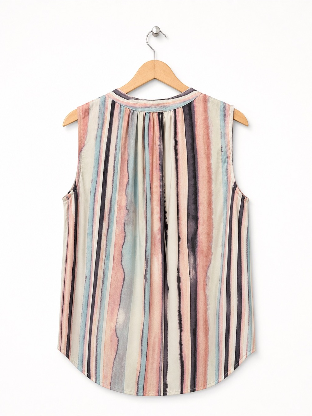 Bella Dahl Striped Button Front Blouse Sleeveless Tank Watercolor Pastel M NEW - Picture 2 of 13